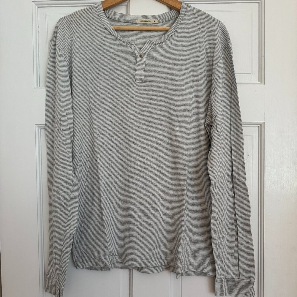 Marine Layer Size S Grey Stripped Henley
